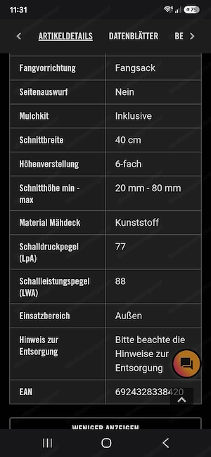 Akku Rasenmäher Bild 3