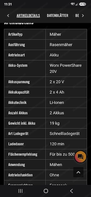 Akku Rasenmäher
