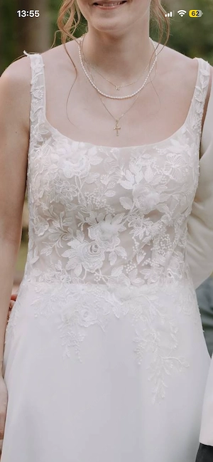Brautkleid mit Spitze und Chiffon Gr 34-38 Bild 2