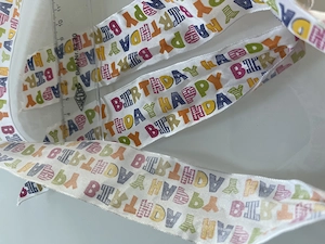 Buntes "Happy Birthday" Geschenkband 4 cm breit 1 m lang Bild 4