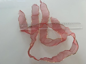 Edles Organzaband Rot mit Goldkante (2 Stück: 40 cm & 85 cm) Bild 5