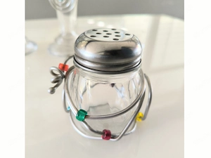 2 Design Kerzenständer + Parmesanstreuer aus Glas  Bild 2