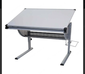 Kinder- Jugend-Schreibtisch Schülerschreibtisch Bürotisch höhenverstellbar, neigbar - grau Bild 2