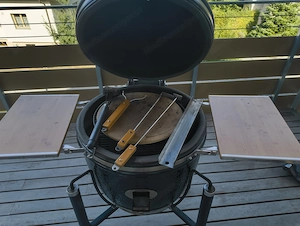 Monolith Keramikgrill Komplettset   inkl. Kevlar-Dichtung, Pizzastein, Gestell & Haube Bild 2
