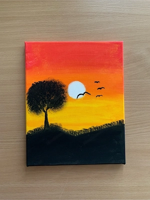 Handgemaltes Acrylbild - Sonnenuntergang (24x30 cm) 
