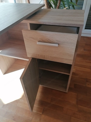 Schreibtisch mit Stauraum und Schubladen Eiche in L-Form Bild 3