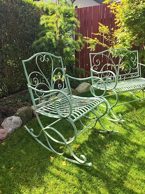 Gartenmöbel Metall romantisch, Schaukelstuhl Bild 3