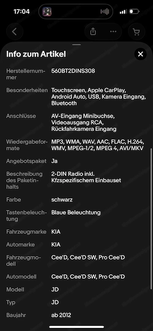 Apple Carplay Radio für Kia CEE D ab 2012 Bild 5