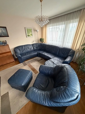 Ledersofa Couch blau Bild 2