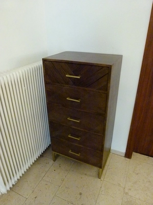 Kommode Mangoholz massiv, 5 Laden, Gold-Gestell, 110 cm Bild 2