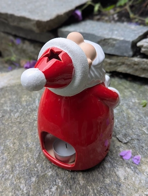 Niedlicher Weihnachtsmann aus Keramik   Teelichthalter   Windlicht Bild 3