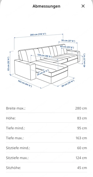 Ikea Kivik 3-Sofa mit Récamiere + Kivik Hocker + Ekenäset Sessel Bild 6