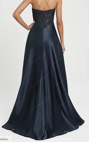 Ballkleid mit Herzausschnitt dunkelblau Bild 2