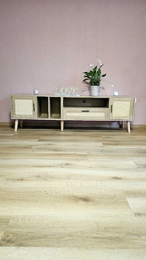 TV-SCHRANK in Eiche-Optik mit Rattan-Front | 180 cm | 2 Türen + 1 Schublade | NEU & OVP Bild 4