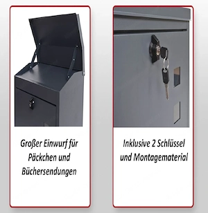 XXL NEU Briefkasten H26, Postkasten 52x44x25cm anthrazit Bild 2