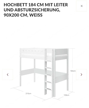 Hochbett FLEXA, weiß, Vollholz Bild 2