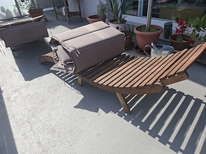 Klassische Teakholzliegen mit passenden Auflagen Bild 3