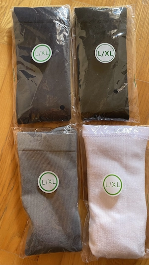 Kompressionsstrümpfe, Stützstümpfe 39-44, 4 Stück blau, weiß, schwarz und beige 