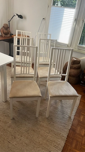 IKEA Esstisch ausziehbar + 6 Stühle weiß Bild 5