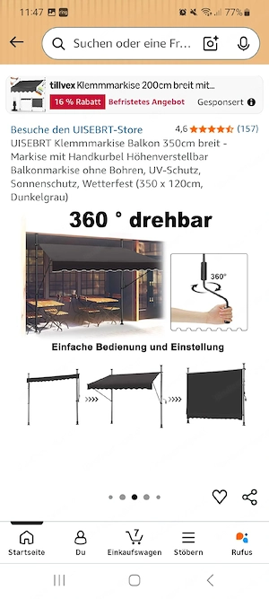 Klemmmarkise Bild 3