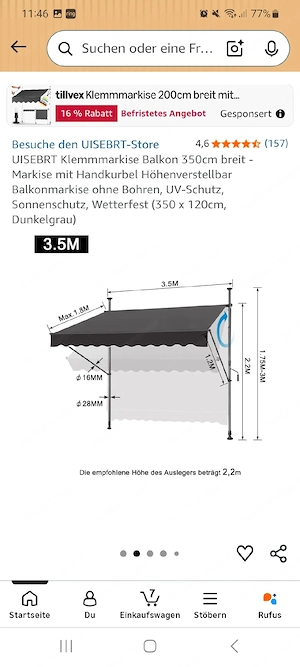 Klemmmarkise Bild 2