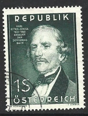 1952 ÖSTERREICH 150 Geb. Ritter Karl  v Ghega