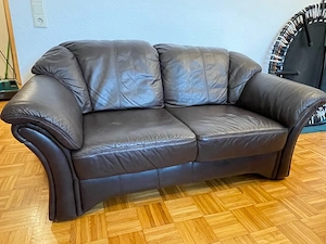 2-Sitzer Echtleder-Sofa   LongLife by Valdalpone   dunkelbraun Bild 2