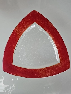 6 besondere Glasteller mit rotem Rand     31 cm Bild 2