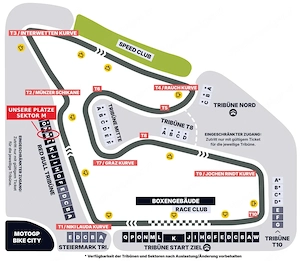 MotoGP Spielberg Sonntag, Sektor M Kurve 2, Reihe 21, Platz 75, Übergabe in Altach