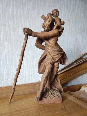 Hl.Christophorus mit Jesukind Holzfigur Bild 2