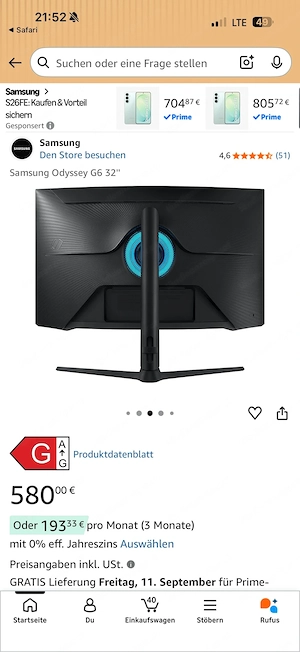 Samsung OdysseyG6 32"240hz 2.1hdmi smart Bild 5