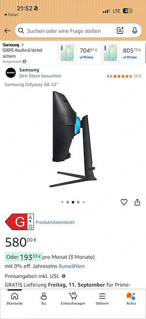 Samsung OdysseyG6 32"240hz 2.1hdmi smart Bild 4
