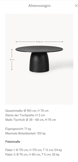 Westwing runder Esstisch 160cm Durchmesser, Massivholz Eiche, 5-6 Personen, NP 1500,- neuwertig