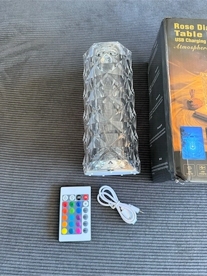 LED Kristall Tischleuchte mit Fernbedienung & Touch   Dimmbar, RGB Bild 2