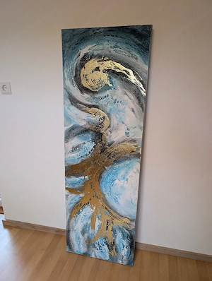 Bild Leinwand Acryl Abstrakt Türkis Gold Bild 3