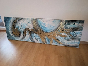 Bild Leinwand Acryl Abstrakt Türkis Gold