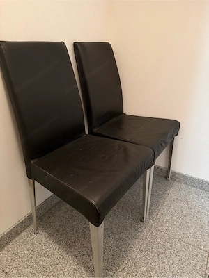 Schwarze Esszimmerstühle aus Leder Bild 2