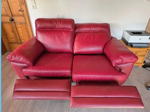 Gratis: Rote Couch echtleder, elektrisch verstellbar Bild 2