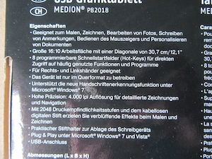 Medion USB Grafiktablett Arbeitsbereich 30,7cm unbenutzt - Daten siehe Fotos Bild 9