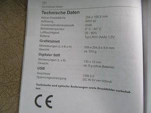 Medion USB Grafiktablett Arbeitsbereich 30,7cm unbenutzt - Daten siehe Fotos Bild 6
