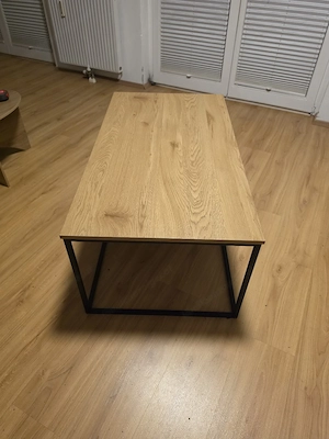 Moderne Couchtisch im Industrial Style   Eichenoptik & Metall Bild 3