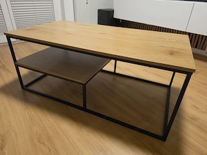 Moderne Couchtisch im Industrial Style   Eichenoptik & Metall Bild 2