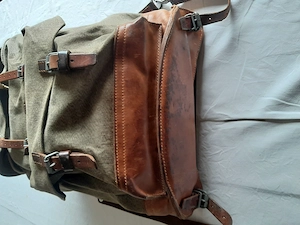 Rucksack, Leder, Leinen
