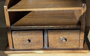 Altes Telefonkästchen im Landhausstil   Holz mit zwei Schubladen Bild 2