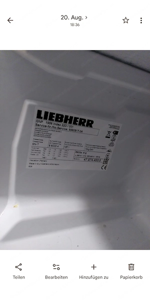 Liebherr Gefrierschrank, 187L Bild 2