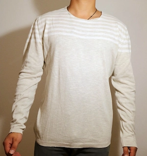 Zara Man Herren Pullover beige weiß gestreift Größe XL Bild 5