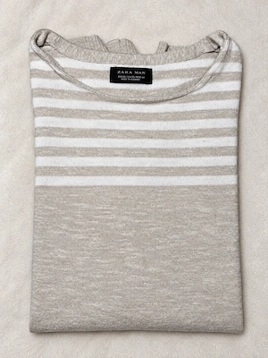 Zara Man Herren Pullover beige weiß gestreift Größe XL Bild 3