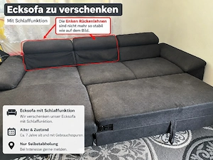 Ecksofa mit Schlaffunktion zu verschenken