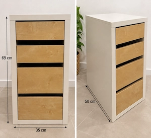 Schmaler Korpus mit 4 Schubladen   weiß Holzoptik Bild 2