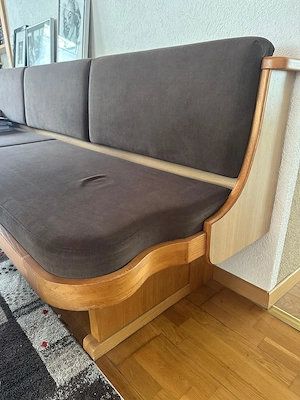 Essgruppe Massiv Tisch, Bank und Stühle Bild 2
